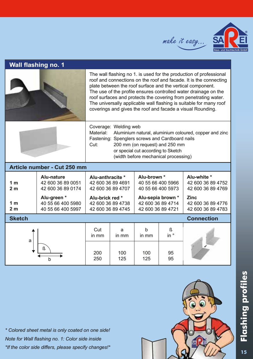 Wall flashing Article