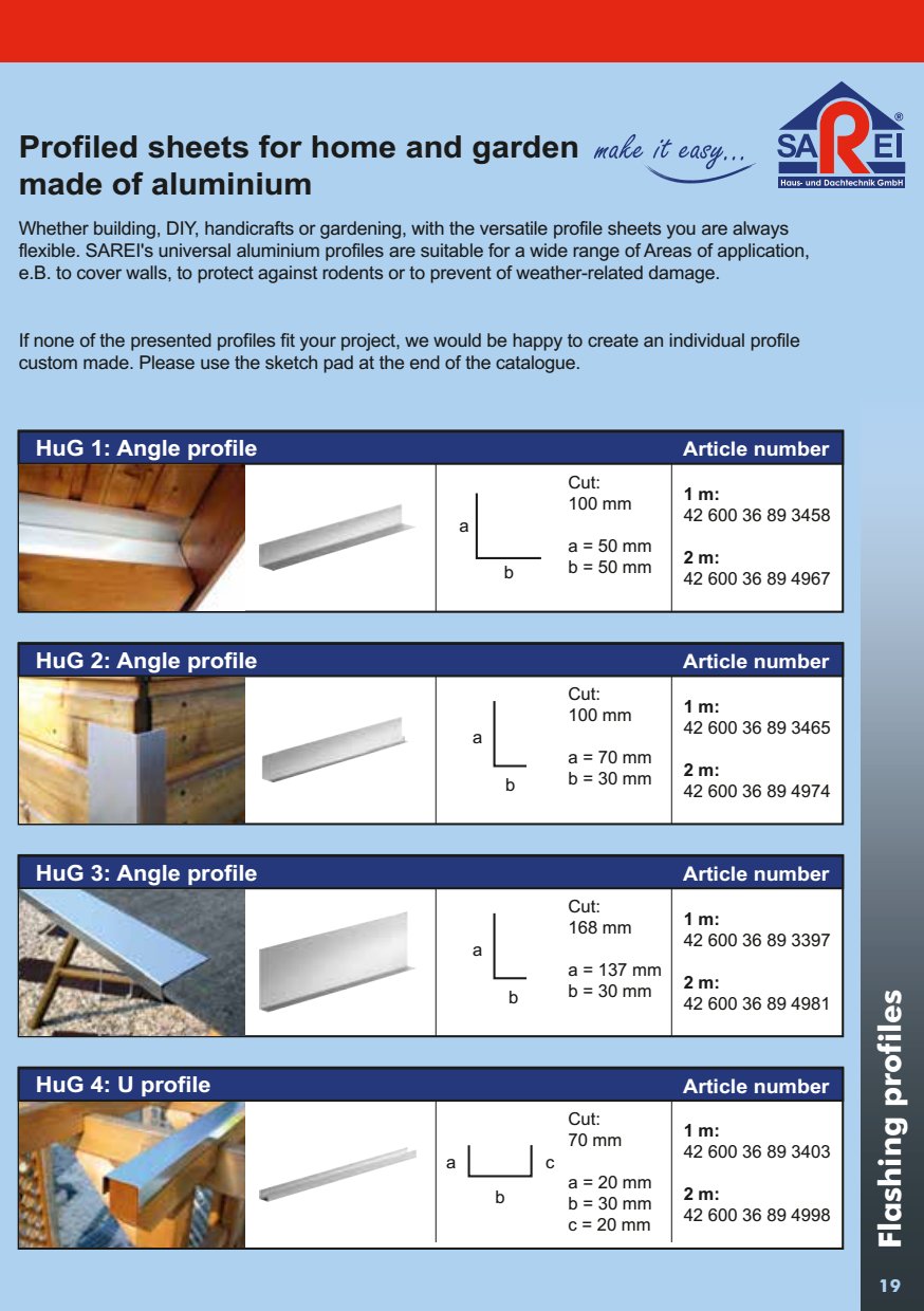 Profiled sheets home
